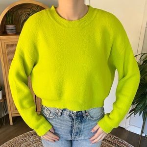 Zara Neon Green Fuzzy Sweater